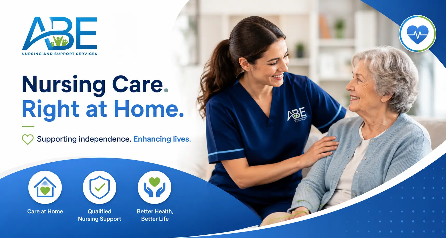 Registered nurse providing NDIS community nursing care to an elderly participant at home – ABE Nursing and Support Services